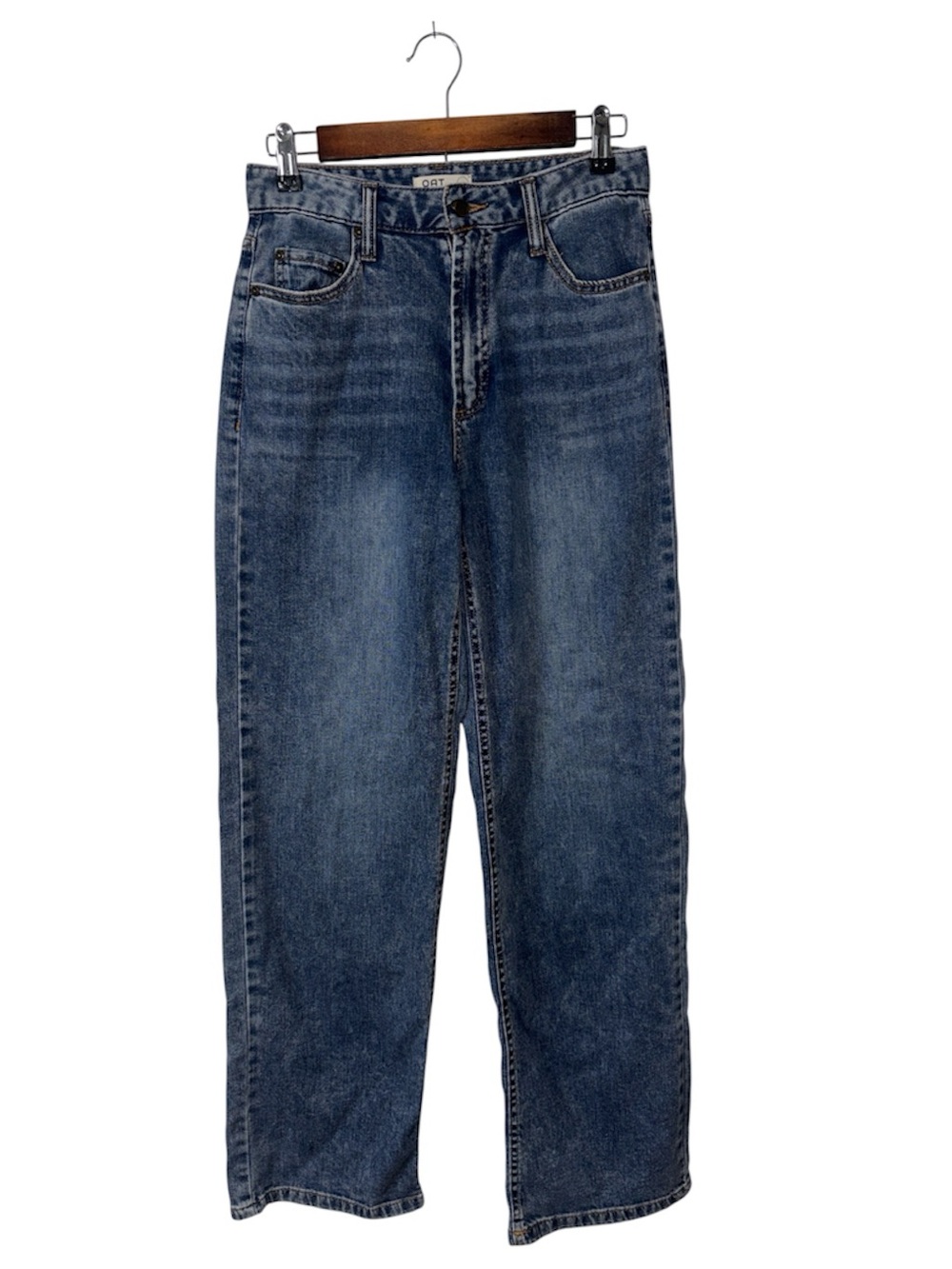 OAT New York Jeans Cloud Luxe Denim Blue Straight Wide Leg Size 4/27